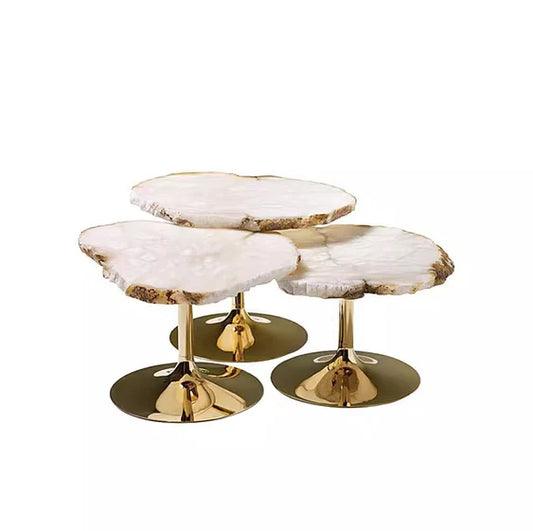 HomeDor Natural Alabaster Irregular Coffee Table Set