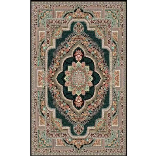 Persian Rug Vintage Oriental Luxury Dark Green Carpet