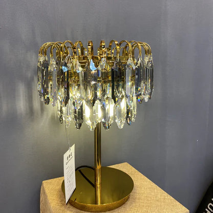HomeDor Premium Modern Smoky Gray&Clear Crystal Table Lamp