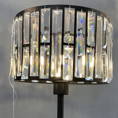 HomeDor Premium Modern Black Finish Round Crystal Table Lamp