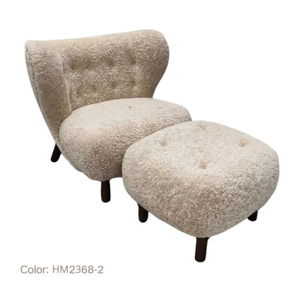 HomeDor Premium Casual Comfy Sherpa Plush Accent Lounge Chair with Ottoman