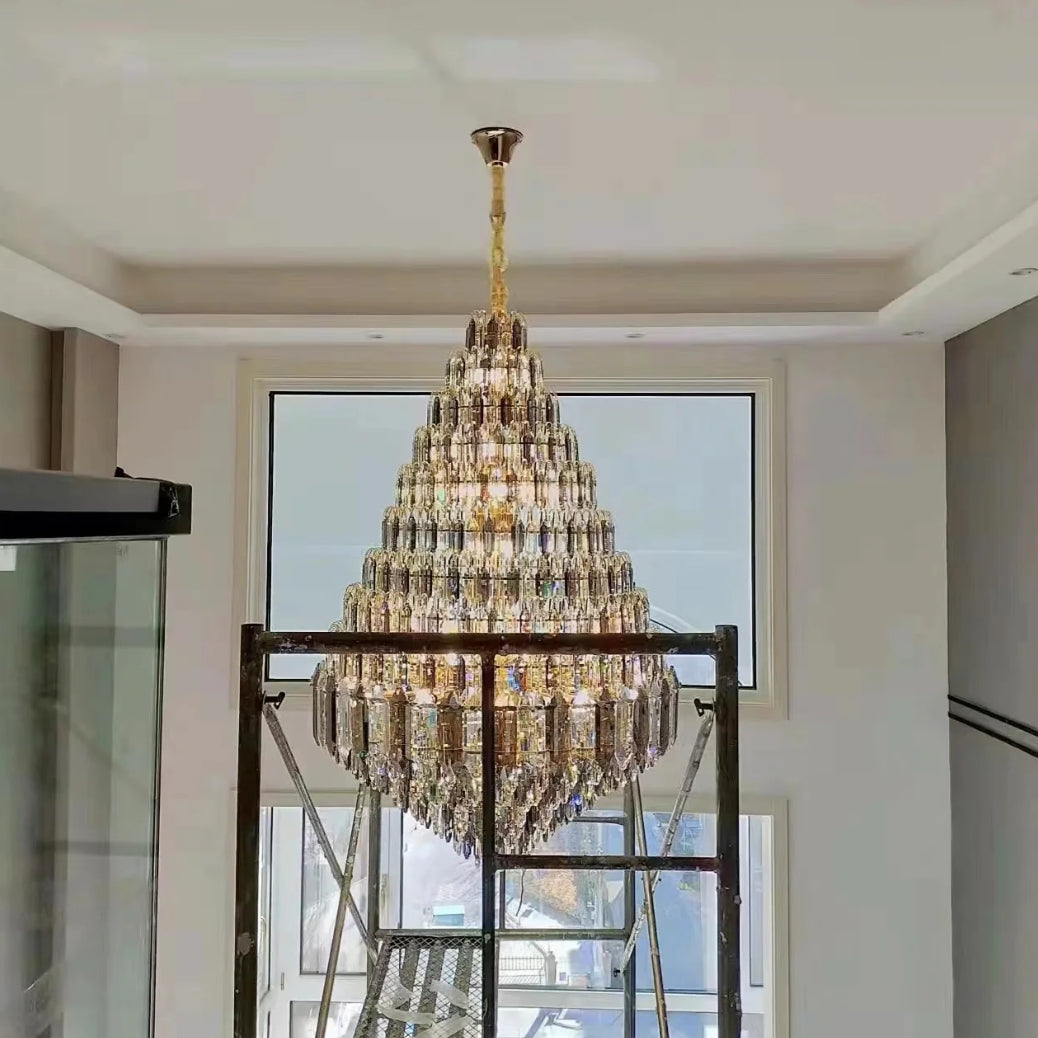HomeDor Premium Multi-tiered Honeycomb Chandelier for Grand Hall/Staircase/High-ceiling Living Room