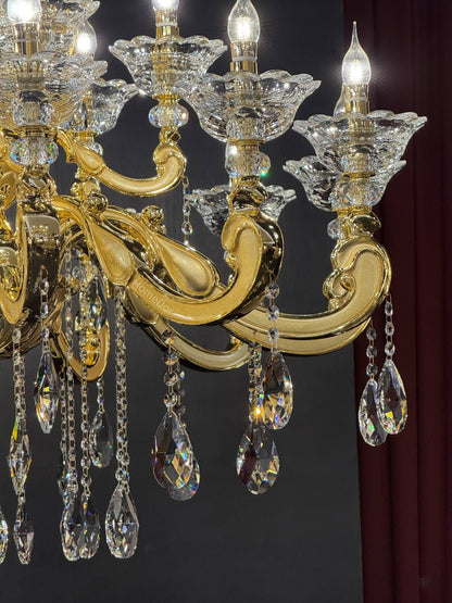 HomeDor French Style Crystal Chandelier Gilded Lumière Series Classic Brass Candelabra Lighting Fixture
