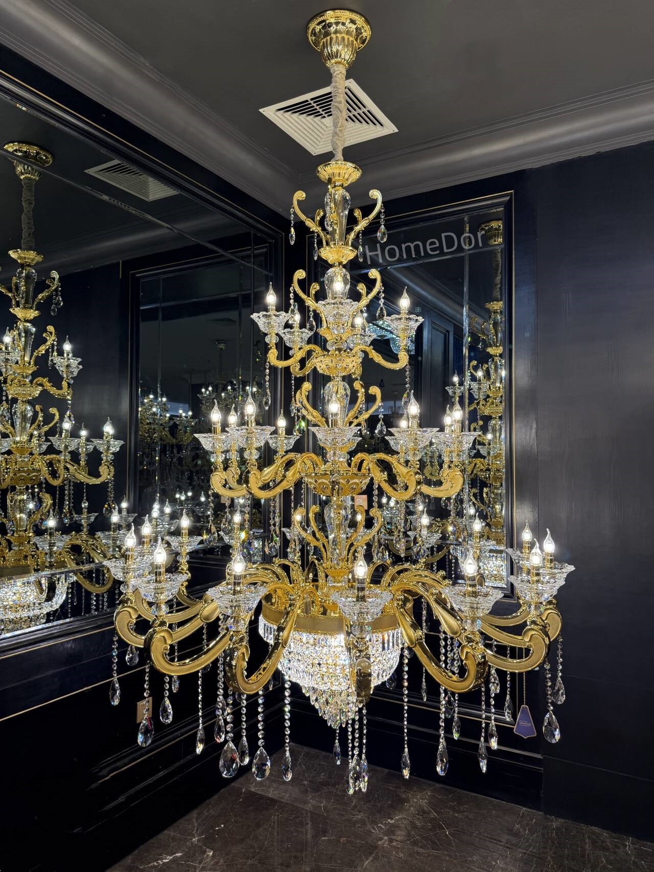 HomeDor French Style Crystal Chandelier Gilded Lumière Series Classic Brass Candelabra Lighting Fixture