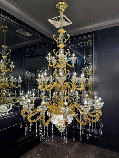 HomeDor French Style Crystal Chandelier Gilded Lumière Series Classic Brass Candelabra Lighting Fixture