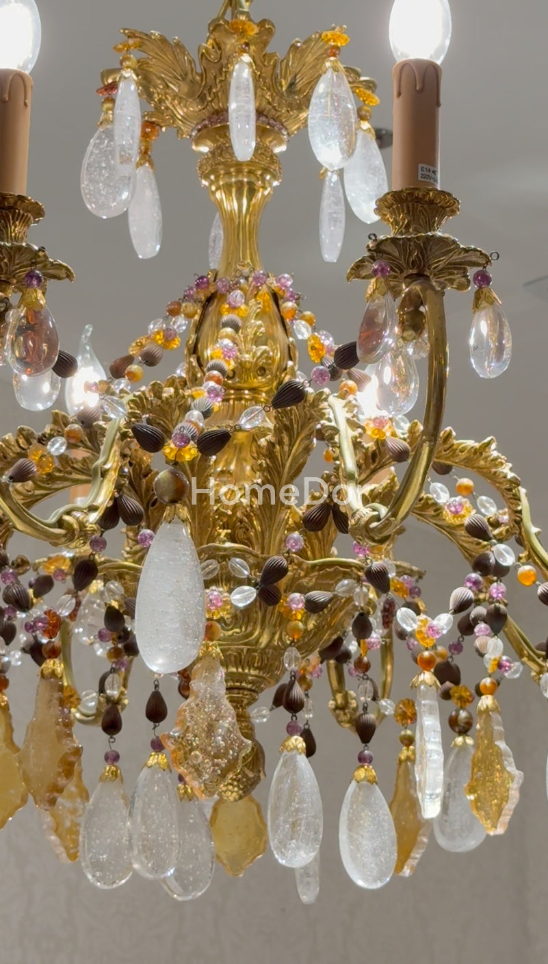 HomeDor × FH&Home | Ornate Vintage Brass Chandelier