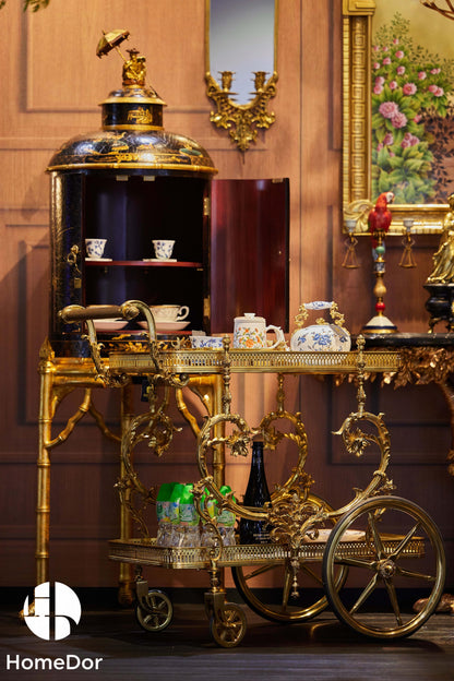 HomeDor-HomeDor × FH&Home | Chinoiserie Lacquered Side Cabinet-L62cm x W62cm x H168cm-