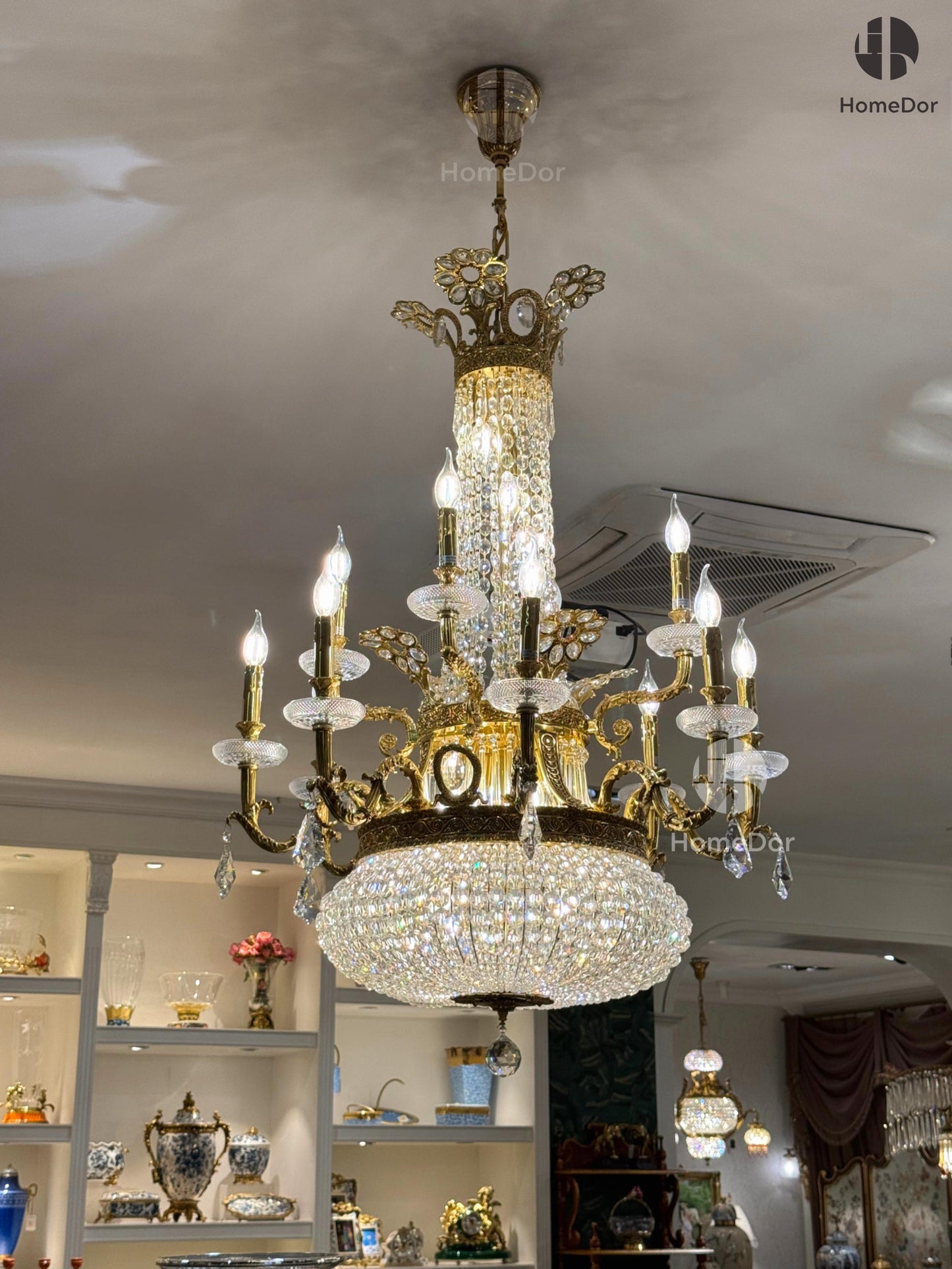 HomeDor × FH&amp;Home | Lámpara de araña de cristal estilo barroco estilo imperio con luz de vela