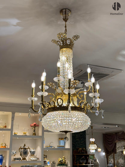 HomeDor × FH&amp;Home | Lámpara de araña de cristal estilo barroco estilo imperio con luz de vela