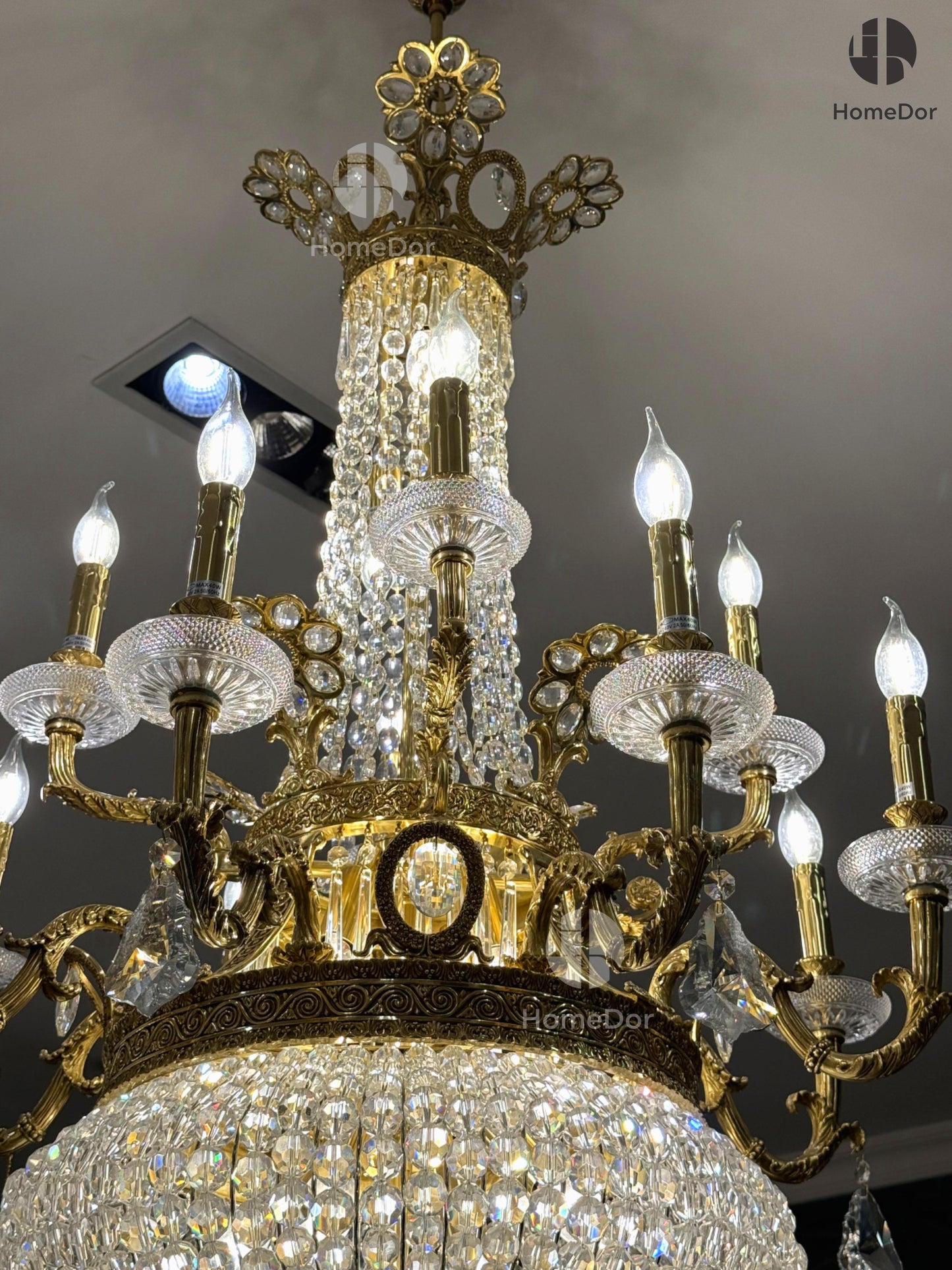 HomeDor × FH&amp;Home | Lámpara de araña de cristal estilo barroco estilo imperio con luz de vela