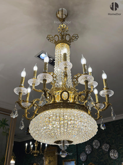 HomeDor × FH&amp;Home | Lámpara de araña de cristal estilo barroco estilo imperio con luz de vela