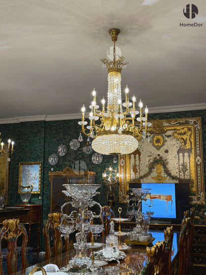 HomeDor × FH&amp;Home | Lámpara de araña de cristal estilo barroco estilo imperio con luz de vela