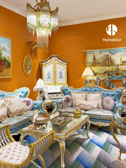 HomeDor × FH&amp;Home | Librería secretaria sofisticada con diseño floral azul y blanco