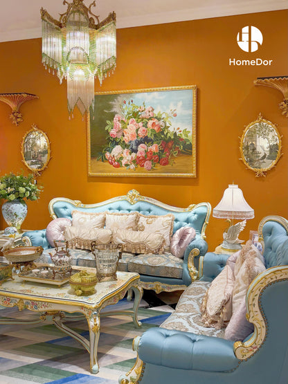 HomeDor Ornate Gold Frame Chinoiserie Bird Mirror Art Wall Decor Set