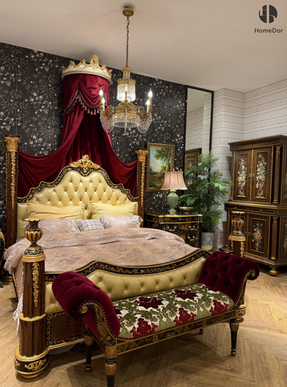 HomeDor Shadowed Blossoms Series Luxury Elegant Tufted Bedroom Bench