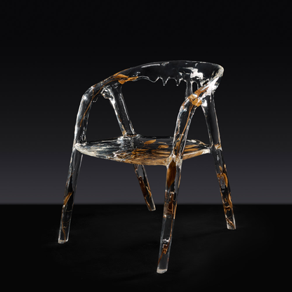 Modern Art Design Dripping Water Maple Leaves Glacier Crystal Chair by Gordon Gu