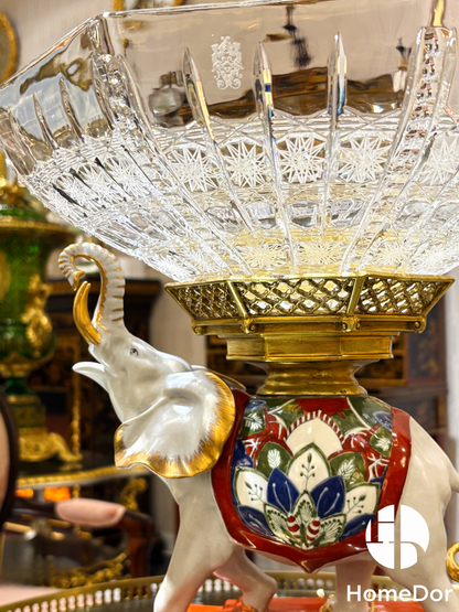 HomeDor Prague Collection Elephant Crystal Centerpiece Bowl