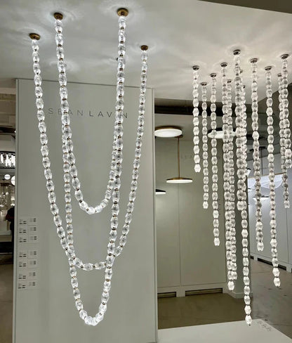 HomeDor Modern Glass Pearl Necklace Pendnat Chandelier