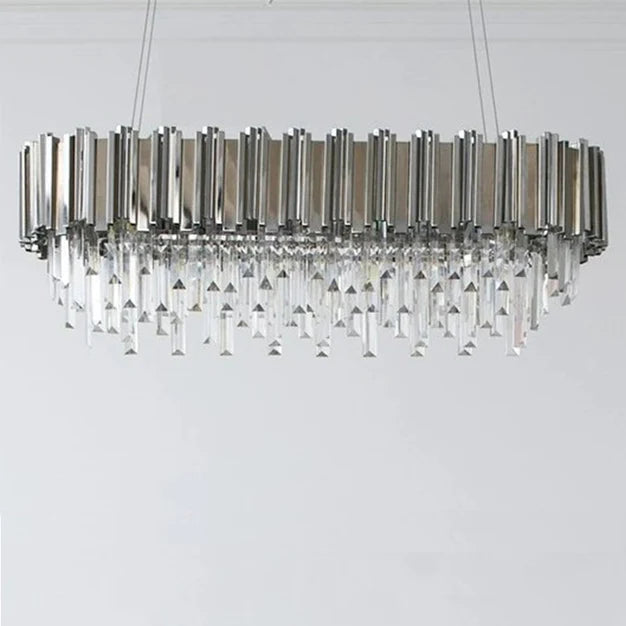 HomeDor Lohsen Classic Rectangle Crystal Chandelier in Gold Finish