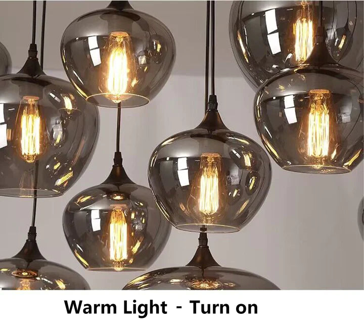 HomeDor Premium Smoke Gray Multi-headed Glass Pendant Lighting