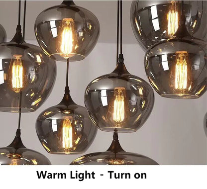 HomeDor Premium Smoke Gray Multi-headed Glass Pendant Lighting