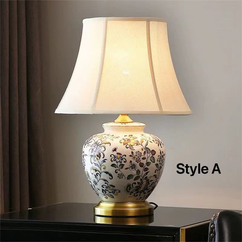 HomeDor Vintage China Colorful Round Ceramic Table Lamp