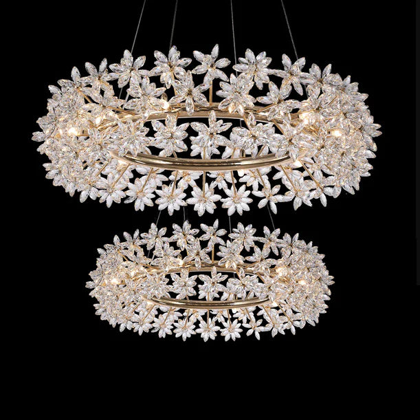 HomDor Modern Art Design Round Crystal Flower Chandelier