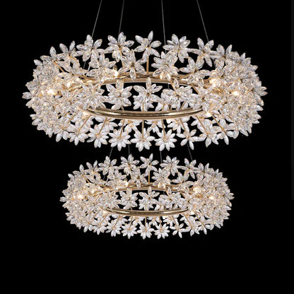HomDor Modern Art Design Round Crystal Flower Chandelier