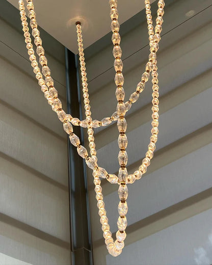 HomeDor Modern Glass Pearl Necklace Pendnat Chandelier