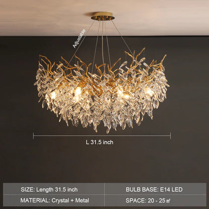 HomeDor Premium Linn Leaves Branch Round Chandelier