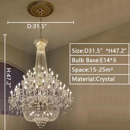 HomeDor Traditional Luxury Mid-century Multi Tiers Candle Chandelier