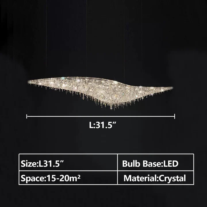 Lampadario in cristallo ad onda a forma di S Lorella