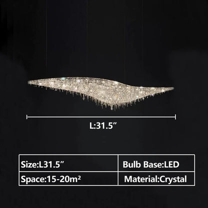 Lampadario in cristallo ad onda a forma di S Lorella