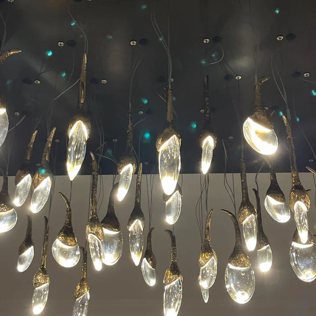 HomeDor Luxury Creative Gold Tadpole Crystal Chandelier