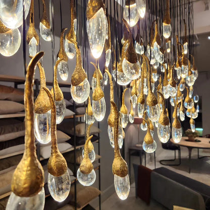 HomeDor Luxury Creative Gold Tadpole Crystal Chandelier
