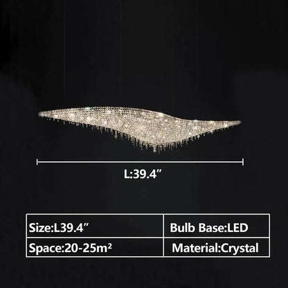 Lampadario in cristallo ad onda a forma di S Lorella