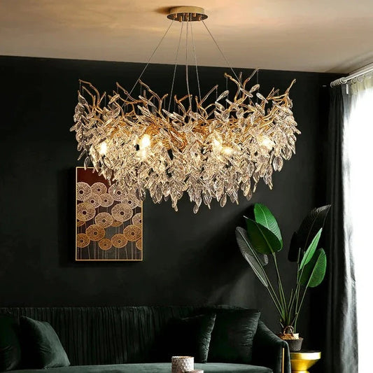 HomeDor Premium Linn Leaves Branch Round Chandelier