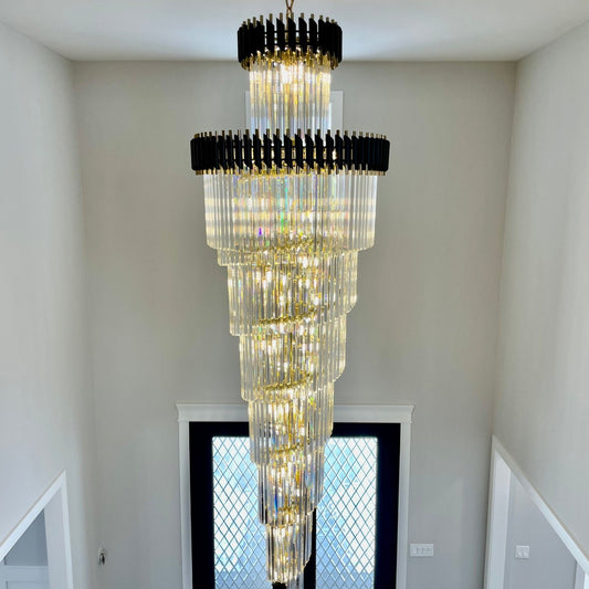 HomeDor Premium Leif Luxury Spiral Crystal Chandelier for Staircase/Grand Hall/Hotel