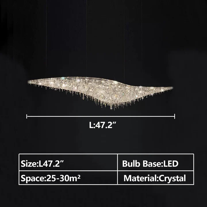 Lampadario in cristallo ad onda a forma di S Lorella