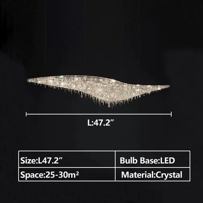 Lampadario in cristallo ad onda a forma di S Lorella