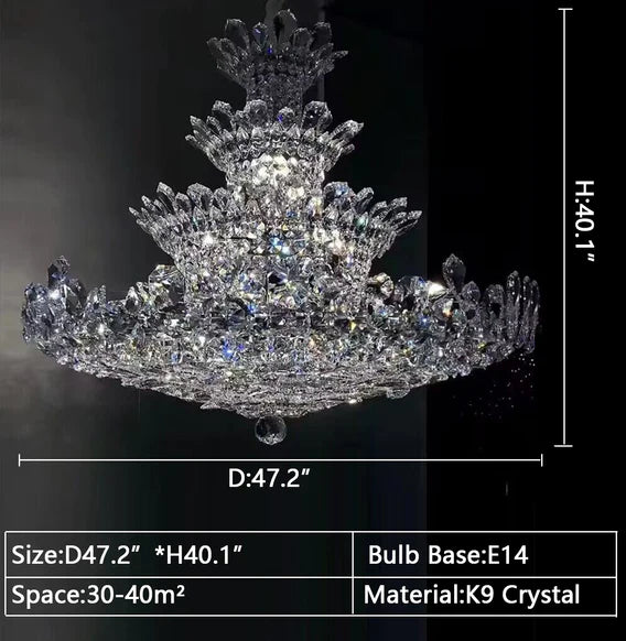 HomeDor Laylani Premium Tiered Tray Shape Crystal Chandelier