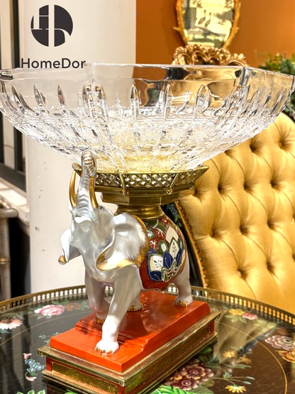 HomeDor Prague Collection Elephant Crystal Centerpiece Bowl