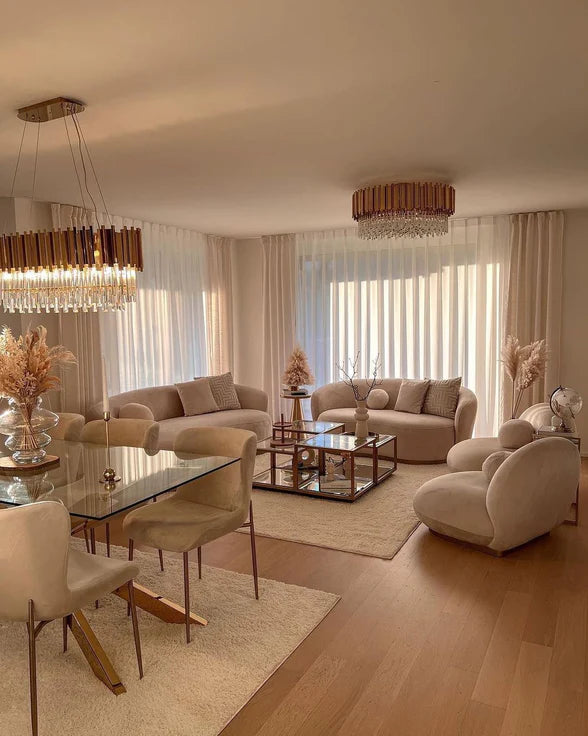Lampadario classico rotondo in cristallo Lohsen con finitura dorata