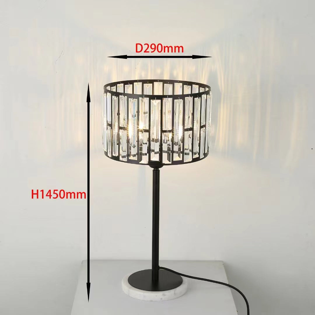 HomeDor Premium Modern Black Finish Round Crystal Table Lamp