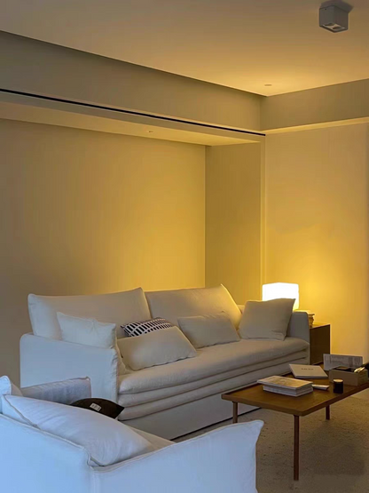 HomeDor Cotton Linen Fabric Removable Washable Cream White Sofa