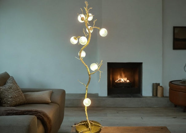HomeDor Modern Brass Branch Glass Ball Floor Lamp