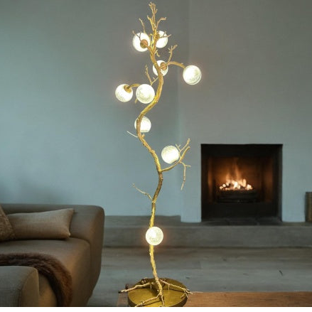 HomeDor Modern Brass Branch Glass Ball Floor Lamp
