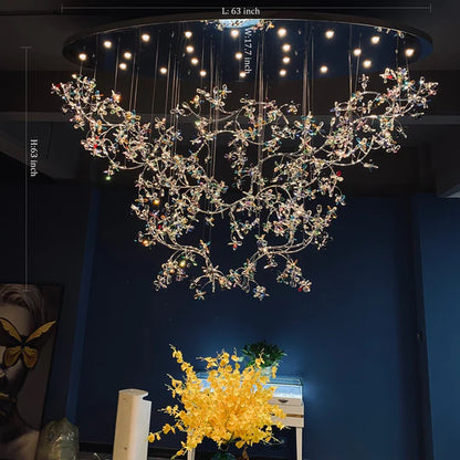 HomeDor Lily Colored Flower Branch Chandelier