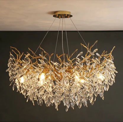 HomeDor Premium Linn Leaves Branch Round Chandelier