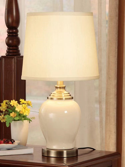 HomeDor Minimalist Bright White Ceramic Desk Lamp